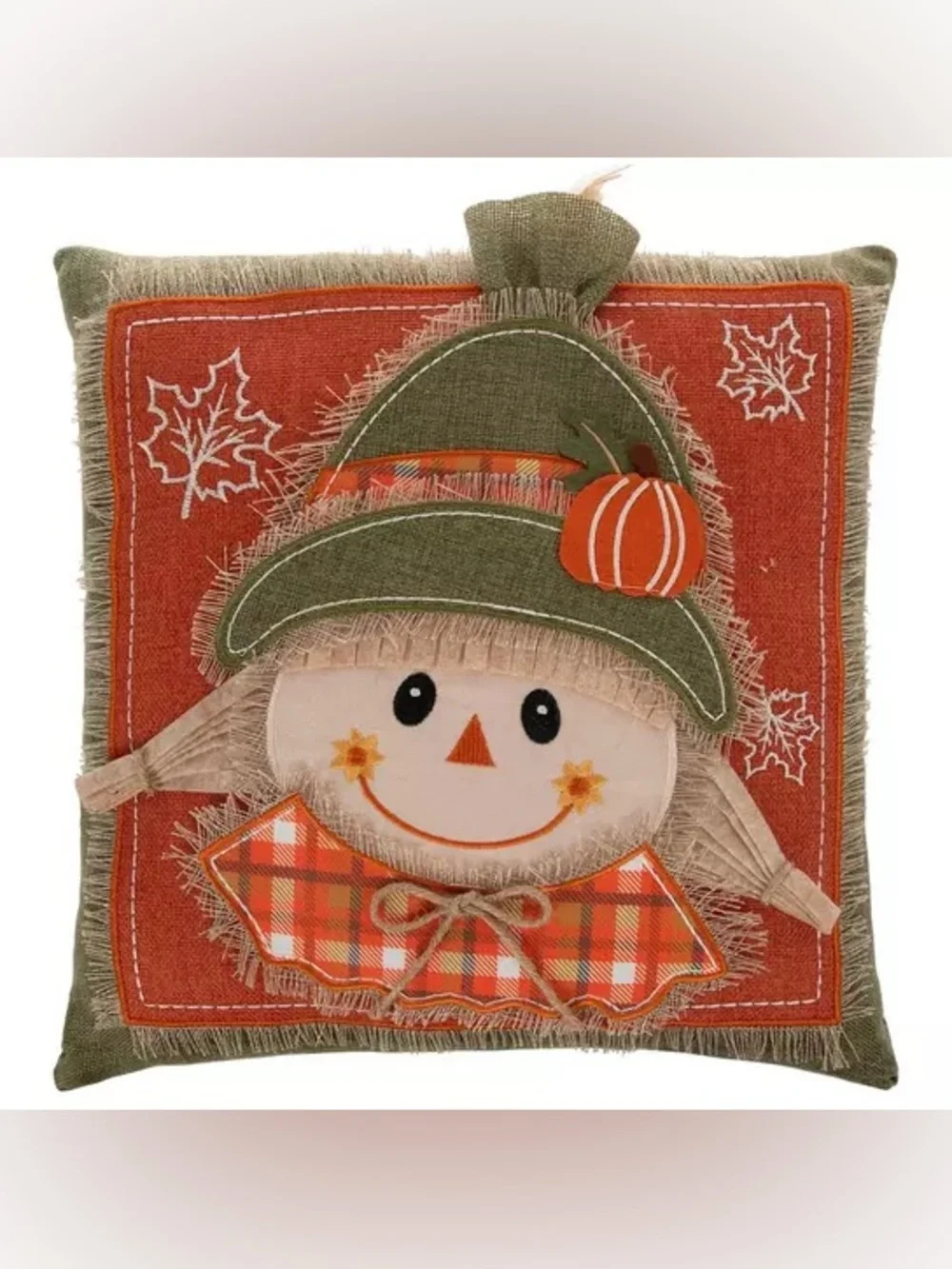 Green & Orange Plaid Scarecrow Pillow